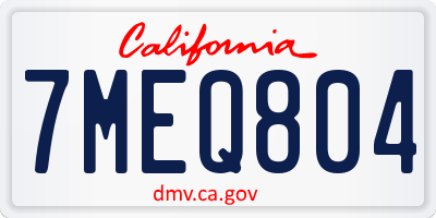 CA license plate 7MEQ804