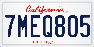 CA license plate 7MEQ805