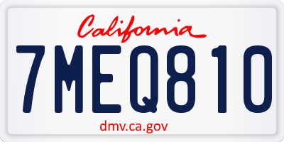 CA license plate 7MEQ810