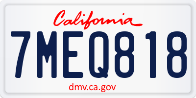 CA license plate 7MEQ818