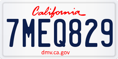 CA license plate 7MEQ829