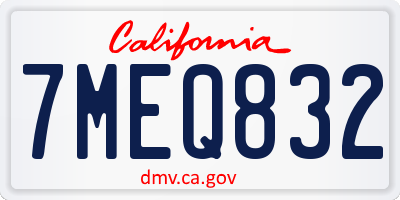 CA license plate 7MEQ832