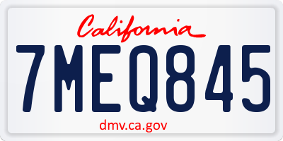 CA license plate 7MEQ845