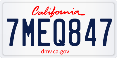 CA license plate 7MEQ847