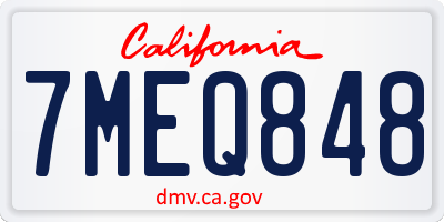 CA license plate 7MEQ848
