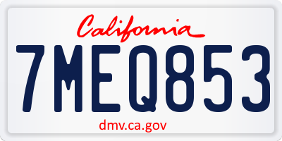 CA license plate 7MEQ853