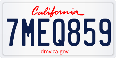 CA license plate 7MEQ859