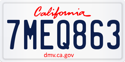 CA license plate 7MEQ863