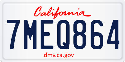 CA license plate 7MEQ864