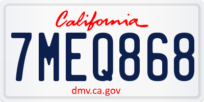 CA license plate 7MEQ868