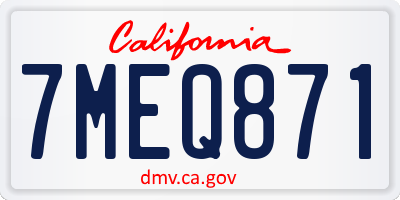 CA license plate 7MEQ871