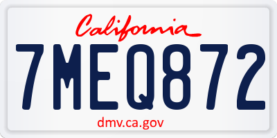 CA license plate 7MEQ872