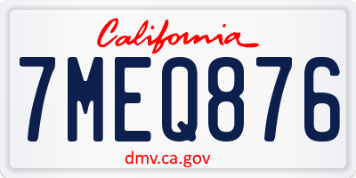 CA license plate 7MEQ876