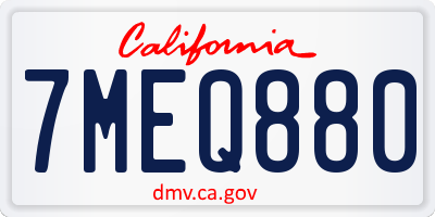 CA license plate 7MEQ880