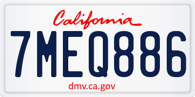 CA license plate 7MEQ886