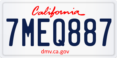 CA license plate 7MEQ887