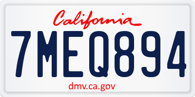 CA license plate 7MEQ894