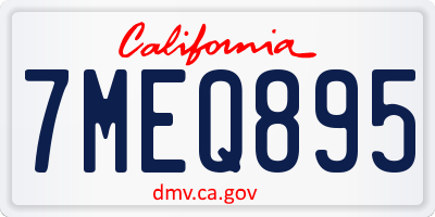 CA license plate 7MEQ895