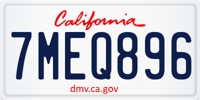 CA license plate 7MEQ896