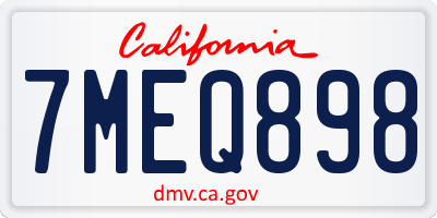 CA license plate 7MEQ898