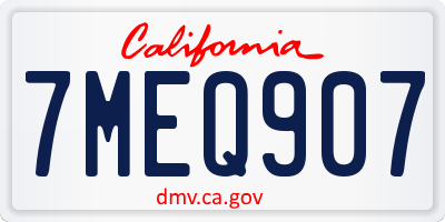 CA license plate 7MEQ907