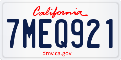 CA license plate 7MEQ921