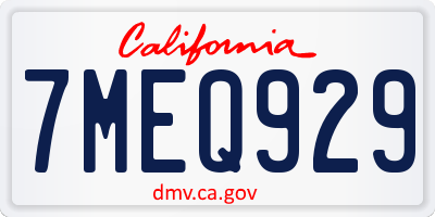 CA license plate 7MEQ929