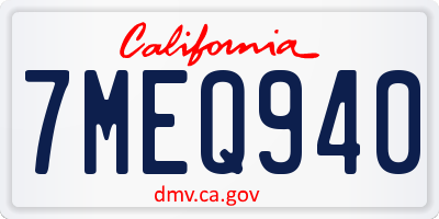 CA license plate 7MEQ940