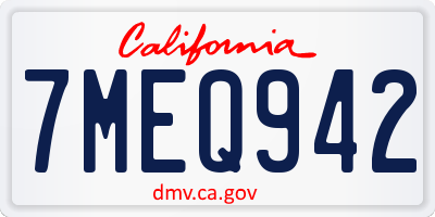 CA license plate 7MEQ942