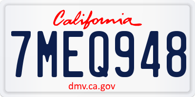 CA license plate 7MEQ948