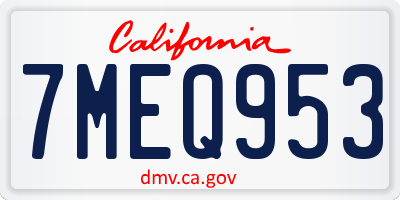 CA license plate 7MEQ953