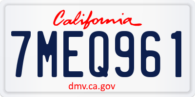 CA license plate 7MEQ961