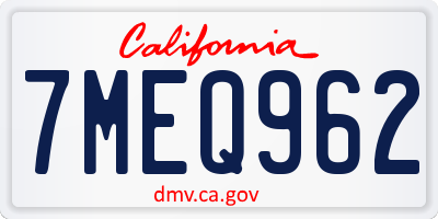 CA license plate 7MEQ962