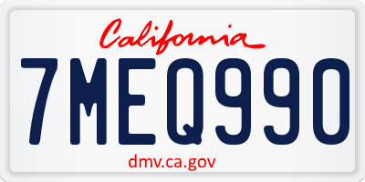 CA license plate 7MEQ990