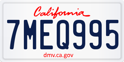 CA license plate 7MEQ995