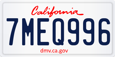 CA license plate 7MEQ996