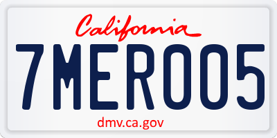 CA license plate 7MER005