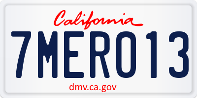 CA license plate 7MER013