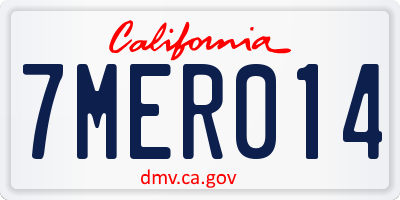 CA license plate 7MER014