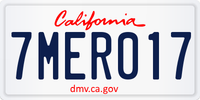 CA license plate 7MER017