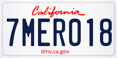 CA license plate 7MER018