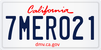 CA license plate 7MER021