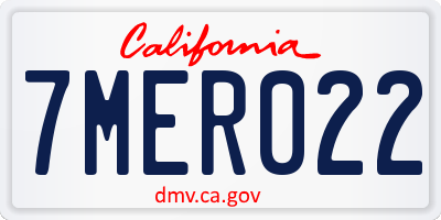 CA license plate 7MER022
