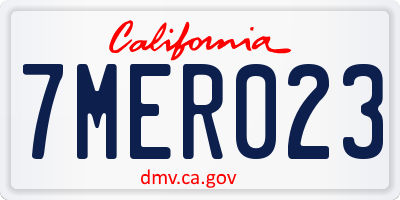 CA license plate 7MER023