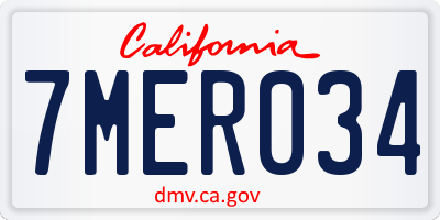 CA license plate 7MER034