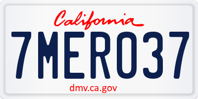 CA license plate 7MER037