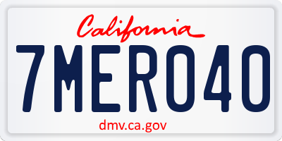 CA license plate 7MER040