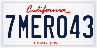 CA license plate 7MER043