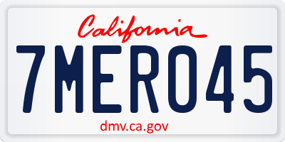 CA license plate 7MER045
