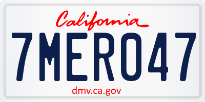 CA license plate 7MER047